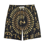 Black And Gold Warli Tribal Print Cotton Shorts