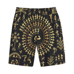Black And Gold Warli Tribal Print Cotton Shorts