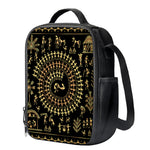 Black And Gold Warli Tribal Print Crossbody Lunch Bag