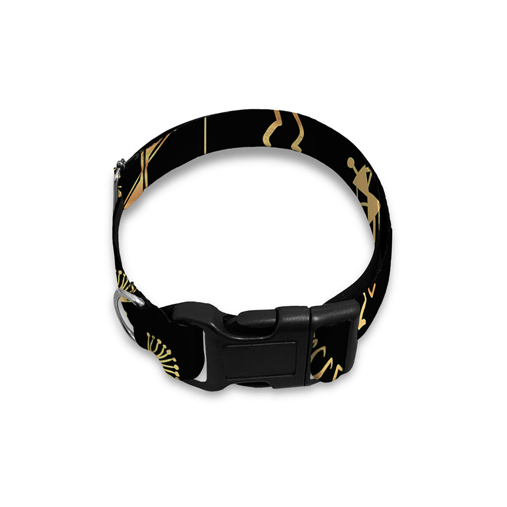 Black And Gold Warli Tribal Print Dog Collar