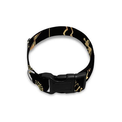 Black And Gold Warli Tribal Print Dog Collar