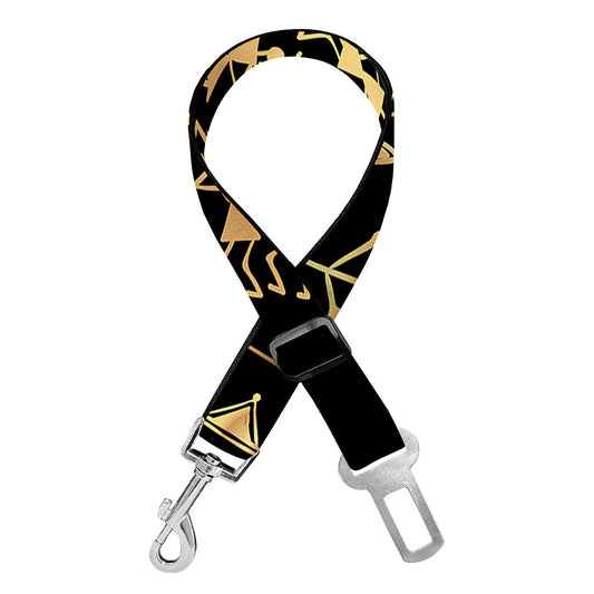 Black And Gold Warli Tribal Print Dog Seat Belt