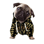 Black And Gold Warli Tribal Print Dog Zip Up Hoodie