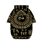 Black And Gold Warli Tribal Print Dog Zip Up Hoodie