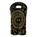 Black And Gold Warli Tribal Print Double Neoprene Wine Tote