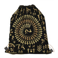 Black And Gold Warli Tribal Print Drawstring Bag
