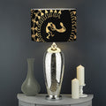 Black And Gold Warli Tribal Print Drum Lamp Shade