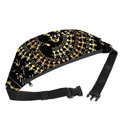 Black And Gold Warli Tribal Print Fanny Pack