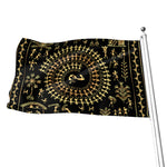 Black And Gold Warli Tribal Print Flag