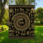 Black And Gold Warli Tribal Print Garden Flag