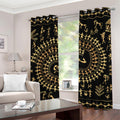 Black And Gold Warli Tribal Print Grommet Curtains