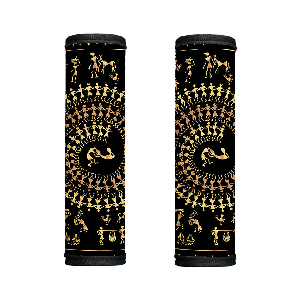 Black And Gold Warli Tribal Print Handle Covers