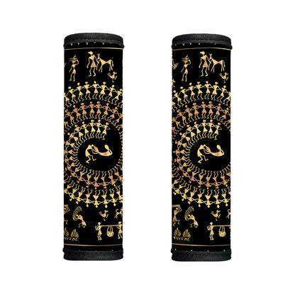 Black And Gold Warli Tribal Print Handle Covers