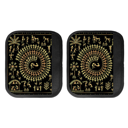 Black And Gold Warli Tribal Print Handle Covers