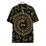 Black And Gold Warli Tribal Print Hawaiian Shirt