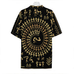Black And Gold Warli Tribal Print Hawaiian Shirt