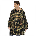 Black And Gold Warli Tribal Print Hoodie Blanket