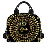 Black And Gold Warli Tribal Print Insulated Lunch Bag
