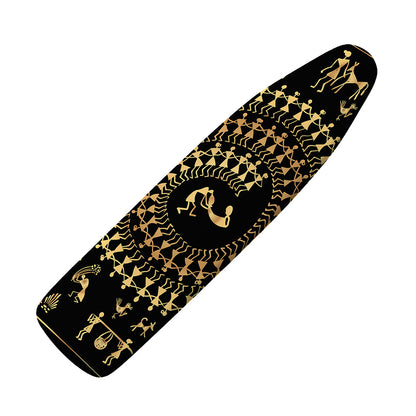 Black And Gold Warli Tribal Print Ironing Board Cover