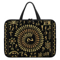 Black And Gold Warli Tribal Print Laptop Sleeve With Handle
