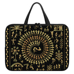 Black And Gold Warli Tribal Print Laptop Sleeve With Handle