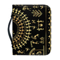 Black And Gold Warli Tribal Print Leather Bible Cover
