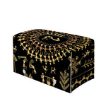 Black And Gold Warli Tribal Print Leather Tissue Box Cover