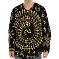 Black And Gold Warli Tribal Print Long Sleeve Baseball Jersey