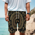 Black And Gold Warli Tribal Print Men's Cargo Shorts