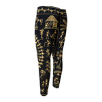 Black And Gold Warli Tribal Print Men's Compression Pants