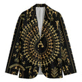 Black And Gold Warli Tribal Print Men's Cotton Blazer