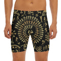 Black And Gold Warli Tribal Print Men's Long Boxer Briefs