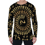 Black And Gold Warli Tribal Print Men's Long Sleeve T-Shirt