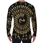 Black And Gold Warli Tribal Print Men's Long Sleeve T-Shirt