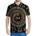 Black And Gold Warli Tribal Print Men's Polo Shirt