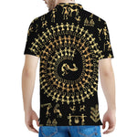 Black And Gold Warli Tribal Print Men's Polo Shirt