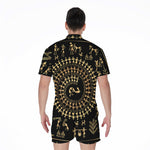 Black And Gold Warli Tribal Print Men's Rompers