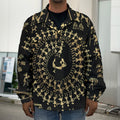 Black And Gold Warli Tribal Print Men's Shirt Jacket