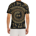 Black And Gold Warli Tribal Print Men's Short Sleeve Rash Guard