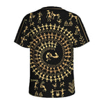 Black And Gold Warli Tribal Print Men's Sports T-Shirt