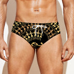 Black And Gold Warli Tribal Print Men's Swim Briefs