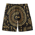 Black And Gold Warli Tribal Print Men's Swim Trunks