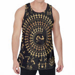 Black And Gold Warli Tribal Print Men's Velvet Tank Top