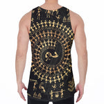 Black And Gold Warli Tribal Print Men's Velvet Tank Top