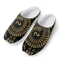 Black And Gold Warli Tribal Print Mesh Casual Shoes