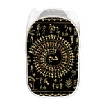 Black And Gold Warli Tribal Print Mesh Laundry Hamper
