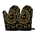 Black And Gold Warli Tribal Print Oven Mitts