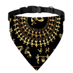 Black And Gold Warli Tribal Print Over The Collar Dog Bandana