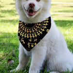 Black And Gold Warli Tribal Print Over The Collar Dog Bandana