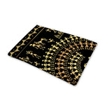 Black And Gold Warli Tribal Print Pet Cooling Mat Cover